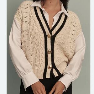 Anthropologie Maeve Pointelle Heart Twofer Sweater